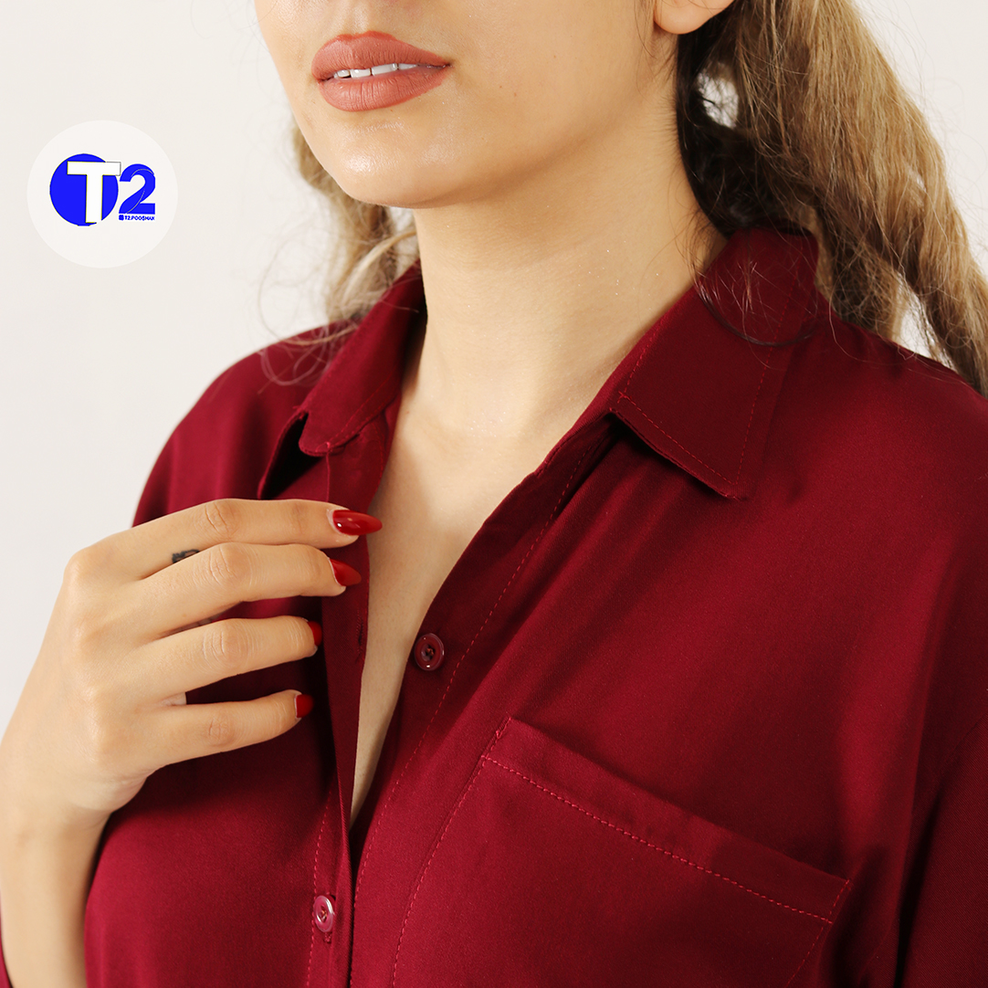 شومیز نخی پایین گره ساده پارچه وارداتی(3505)