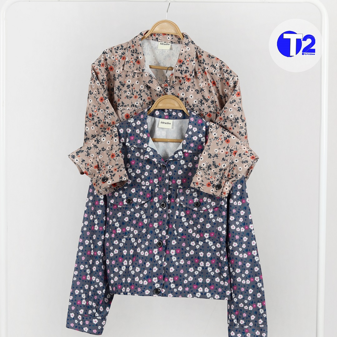 بامبرجکت 4جیب مخمل کبریتی گلدار (3288)