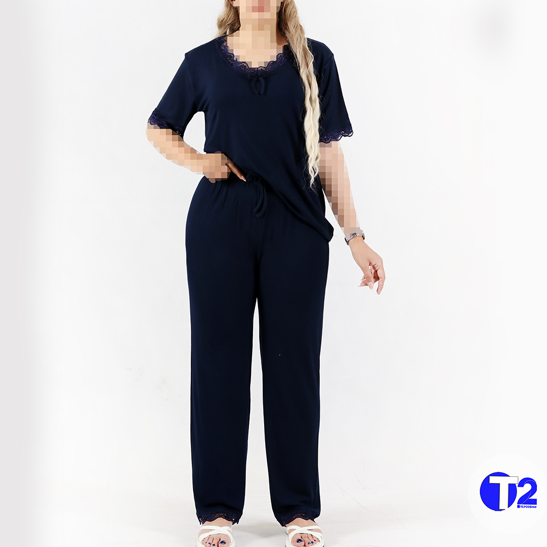 ست تیشرت وشلوارقواره دار پاپایا گیپوری (3489)
