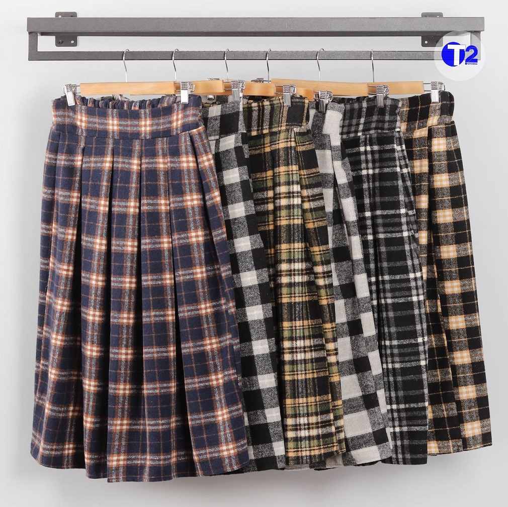 دامن پشمی چهارخونه پیله ای (3163)