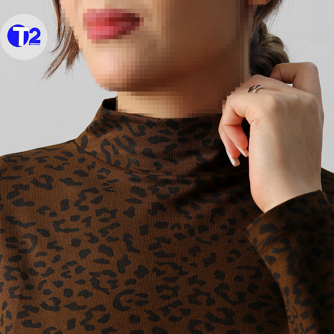 بلوز پاپایا پلنگی یقه ایستاده (3634)