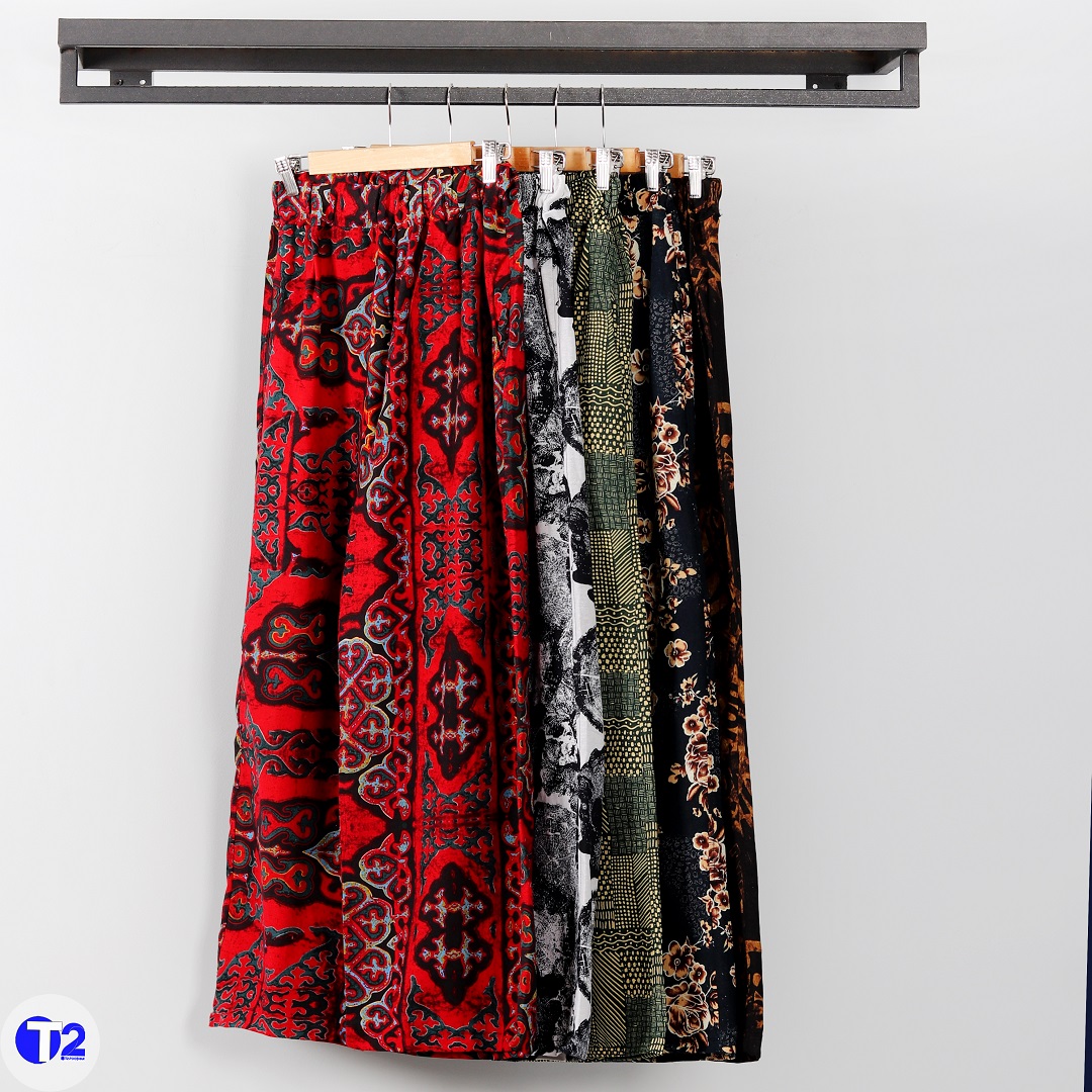 دامن شلواری لینن وارداتی طرحدار (3280)