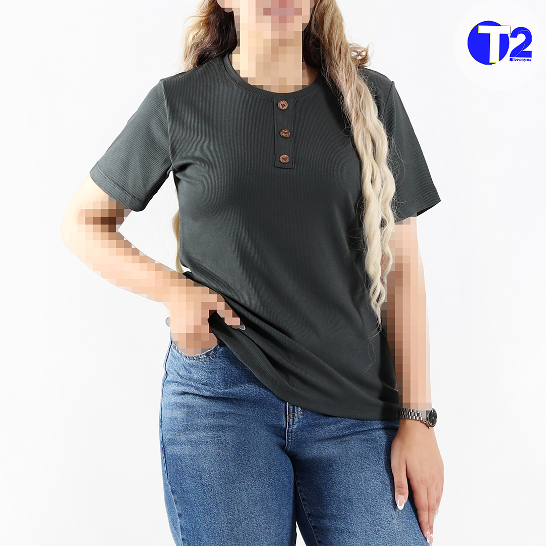 تیشرت جلو دکمه بیگ سایزبرشکا (3427)