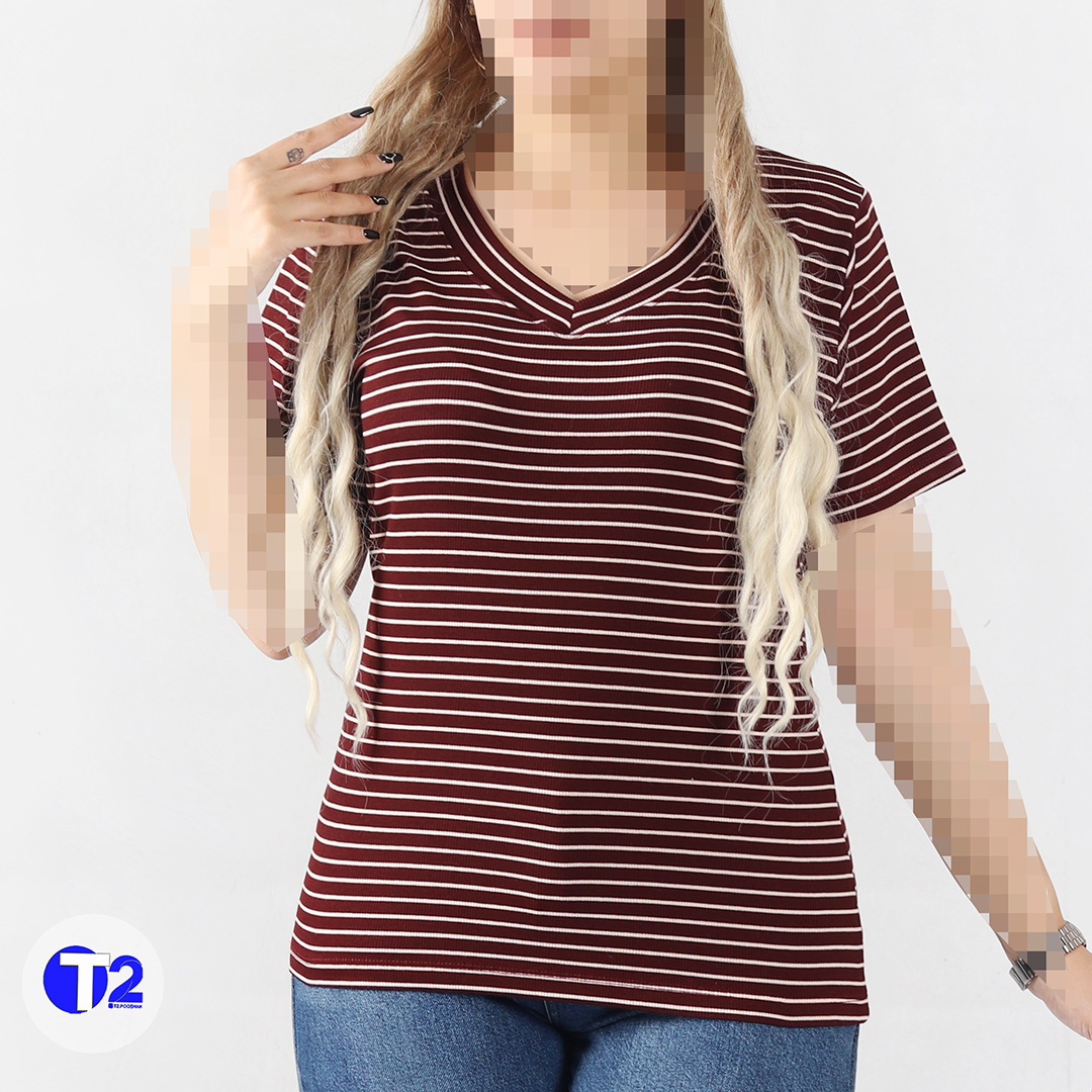 تیشرت یقه هفت رینگی (3418)