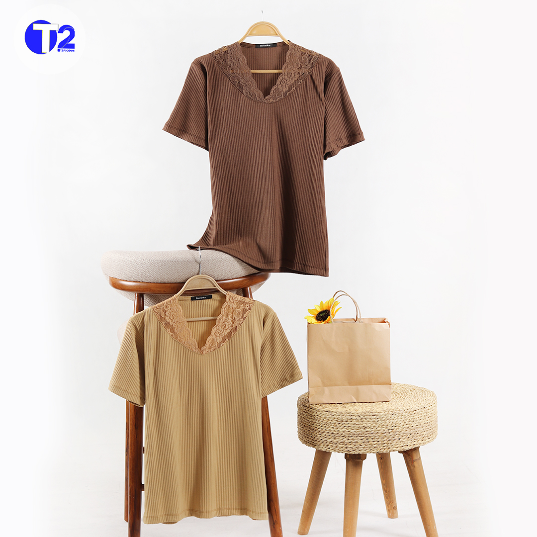 تیشرت کرکره یقه گیپوری پک 6تایی-یک رنگ تکرار(3498)