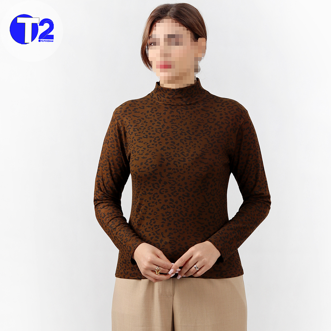 بلوز پاپایا پلنگی یقه ایستاده (3634)