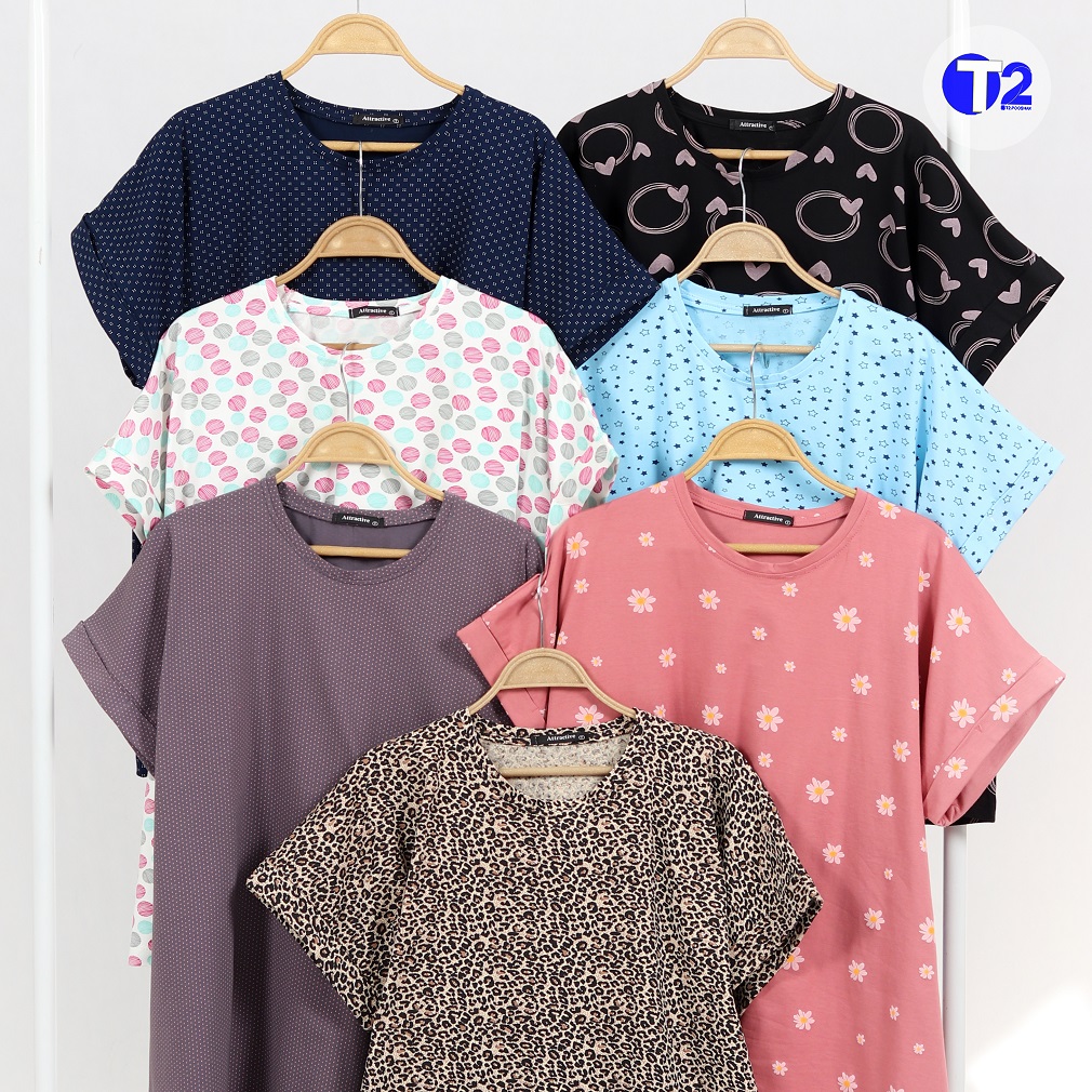 تیشرت بیگ سایز آستین پاکتی میکس گلدار(3107)