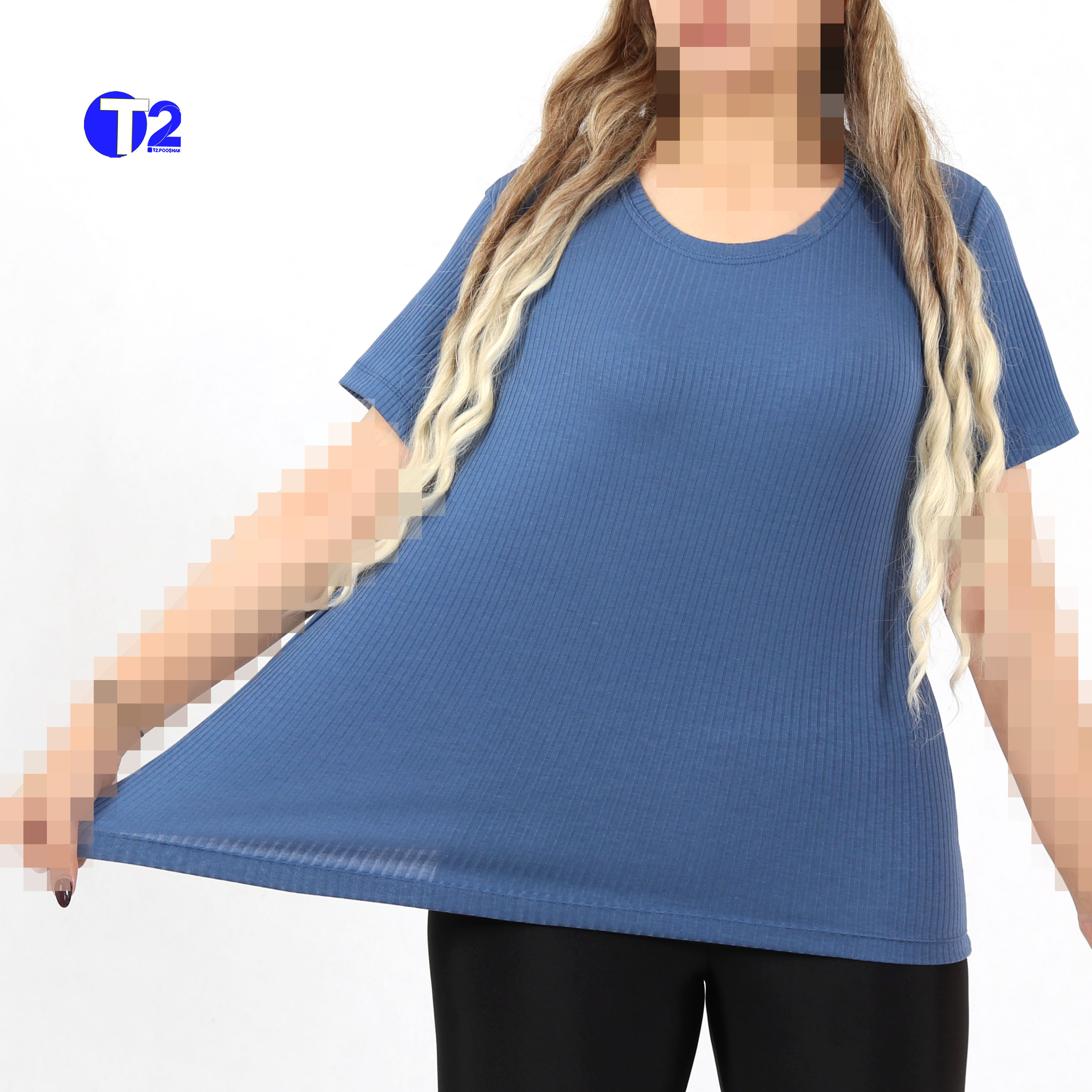 تیشرت یقه گرد کرکره هفت رنگ(3121)