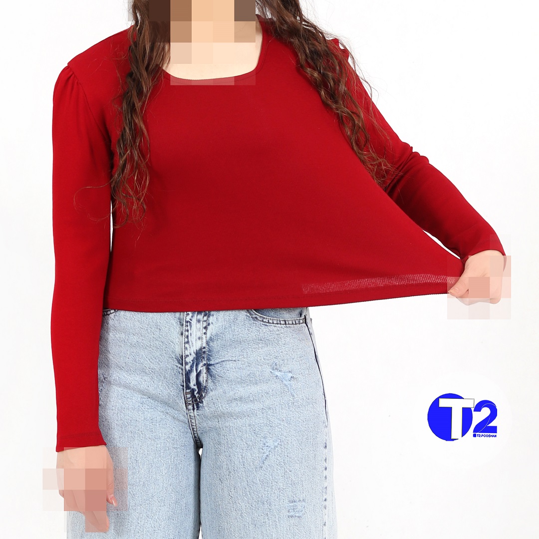 بلوز کراپ آستین پفکی سایز2 (3046)