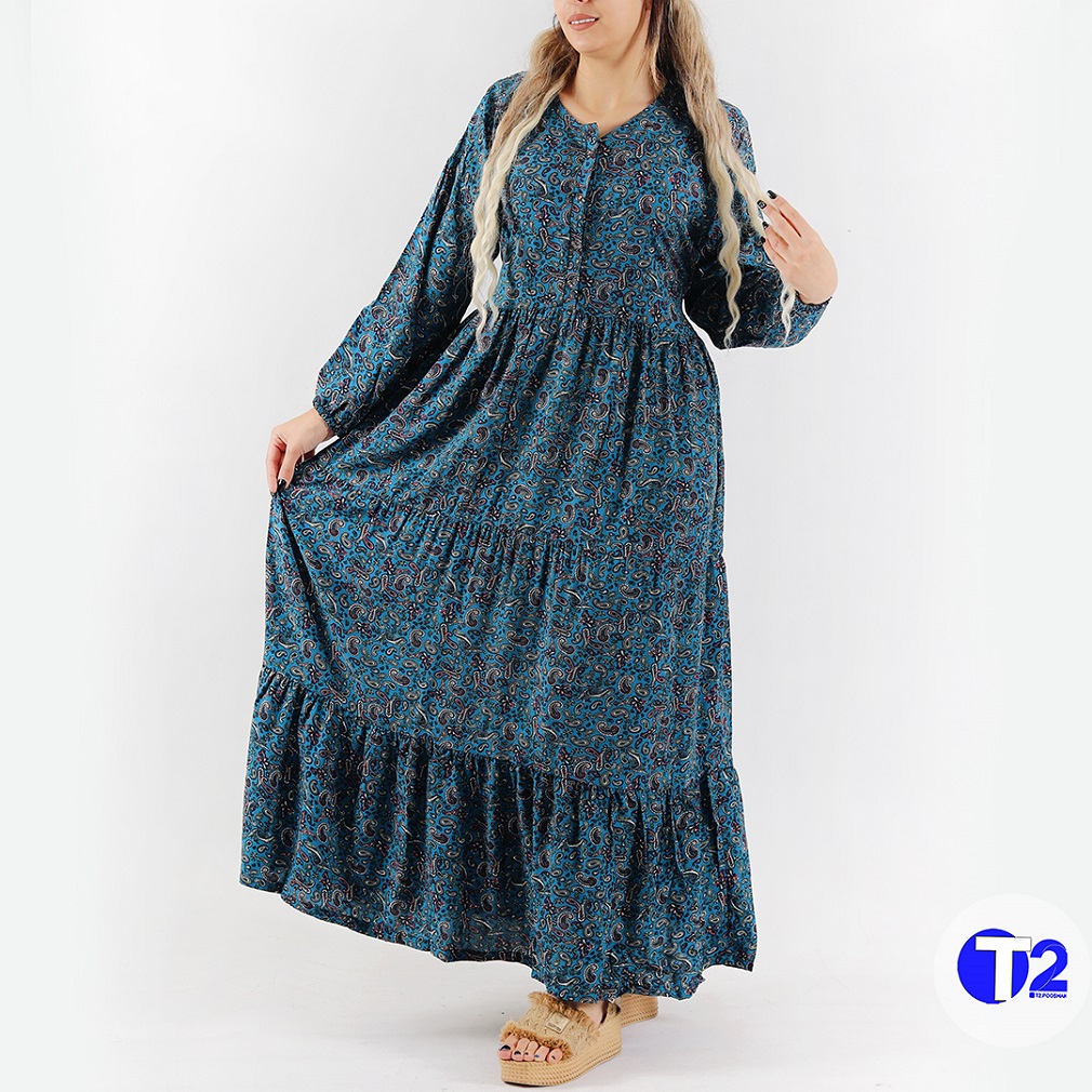 پیراهن ساحلی  آستین بلند سه چین (3409)