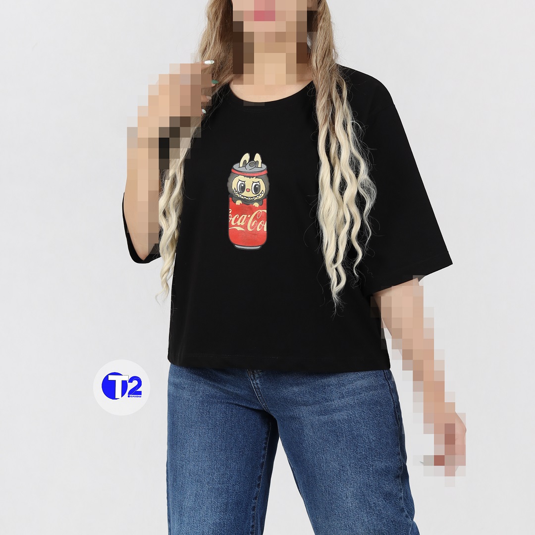 تیشرت  کراپ باکسی ترند  لبوبو(2984)