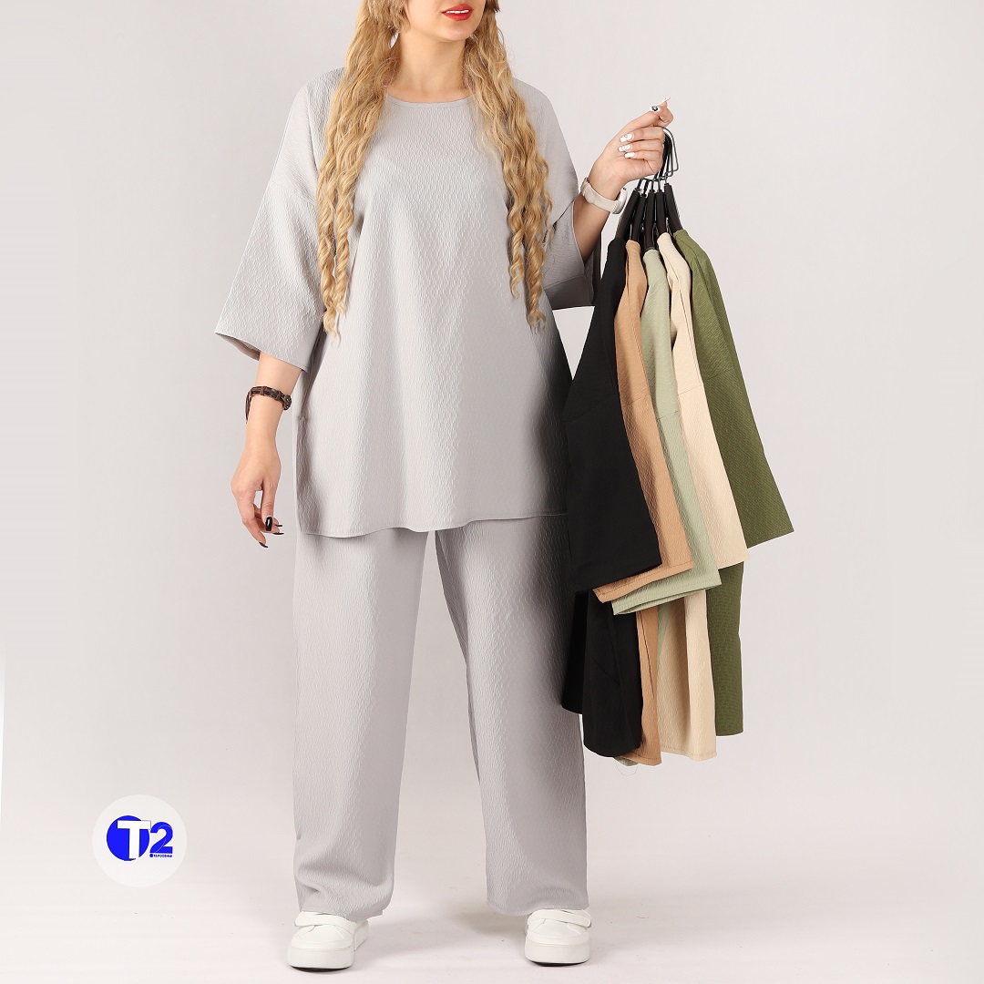 ست تونیک وشلوار کراس  طرح بارونی برجسته (2779)