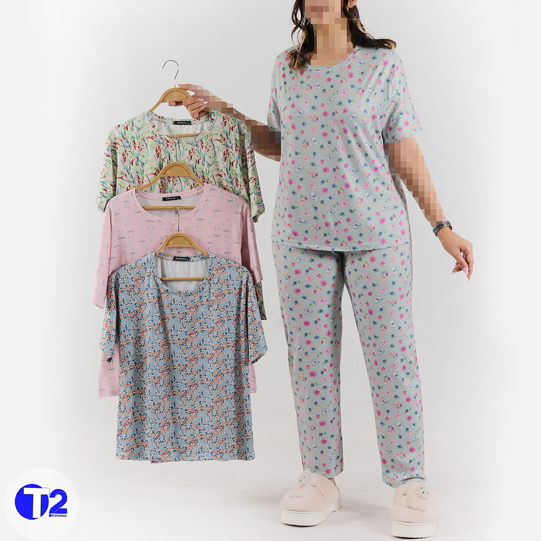 ست تیشرت وشلوار بامبو-یک طرح تکرار (3549)