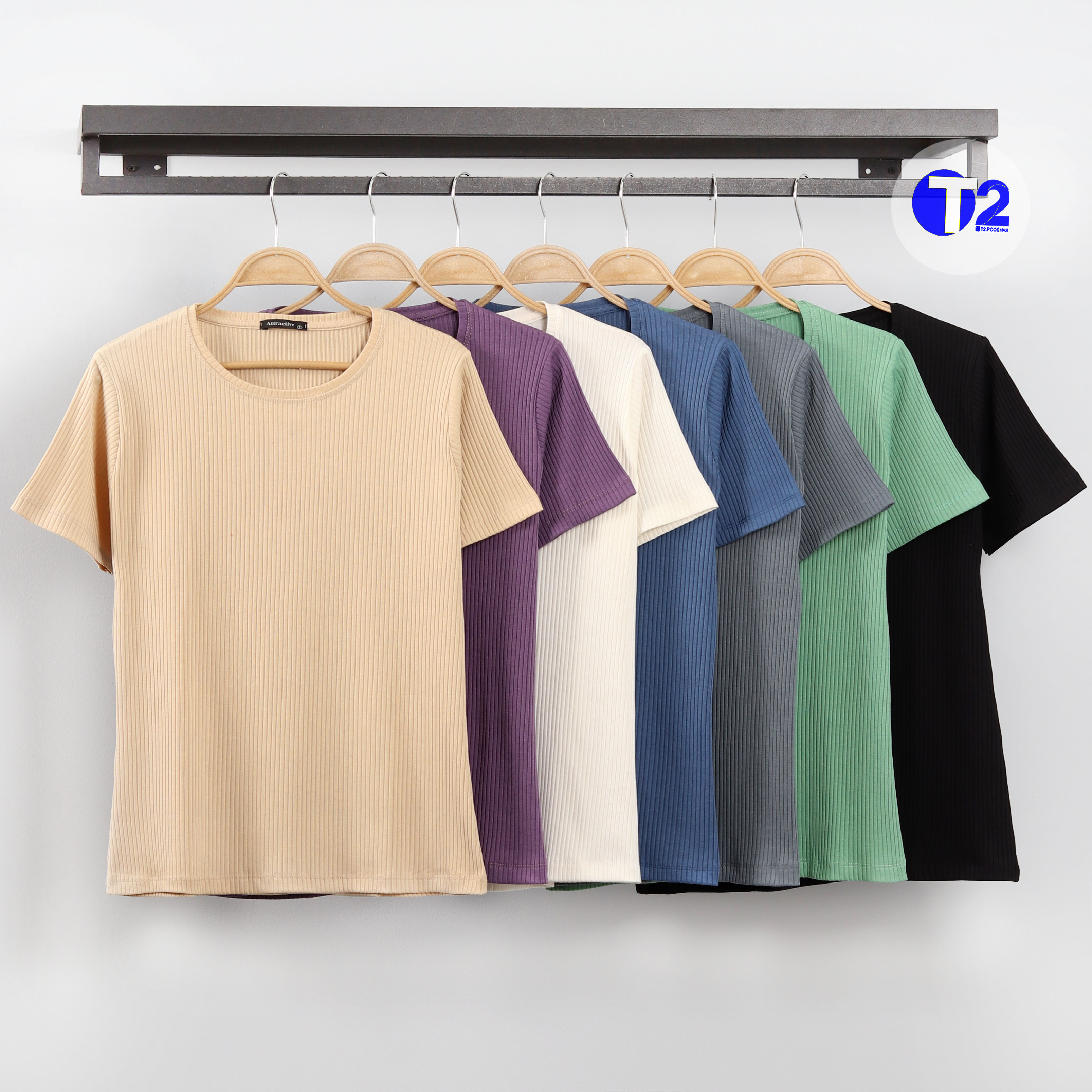 تیشرت یقه گرد کرکره هفت رنگ(3121)