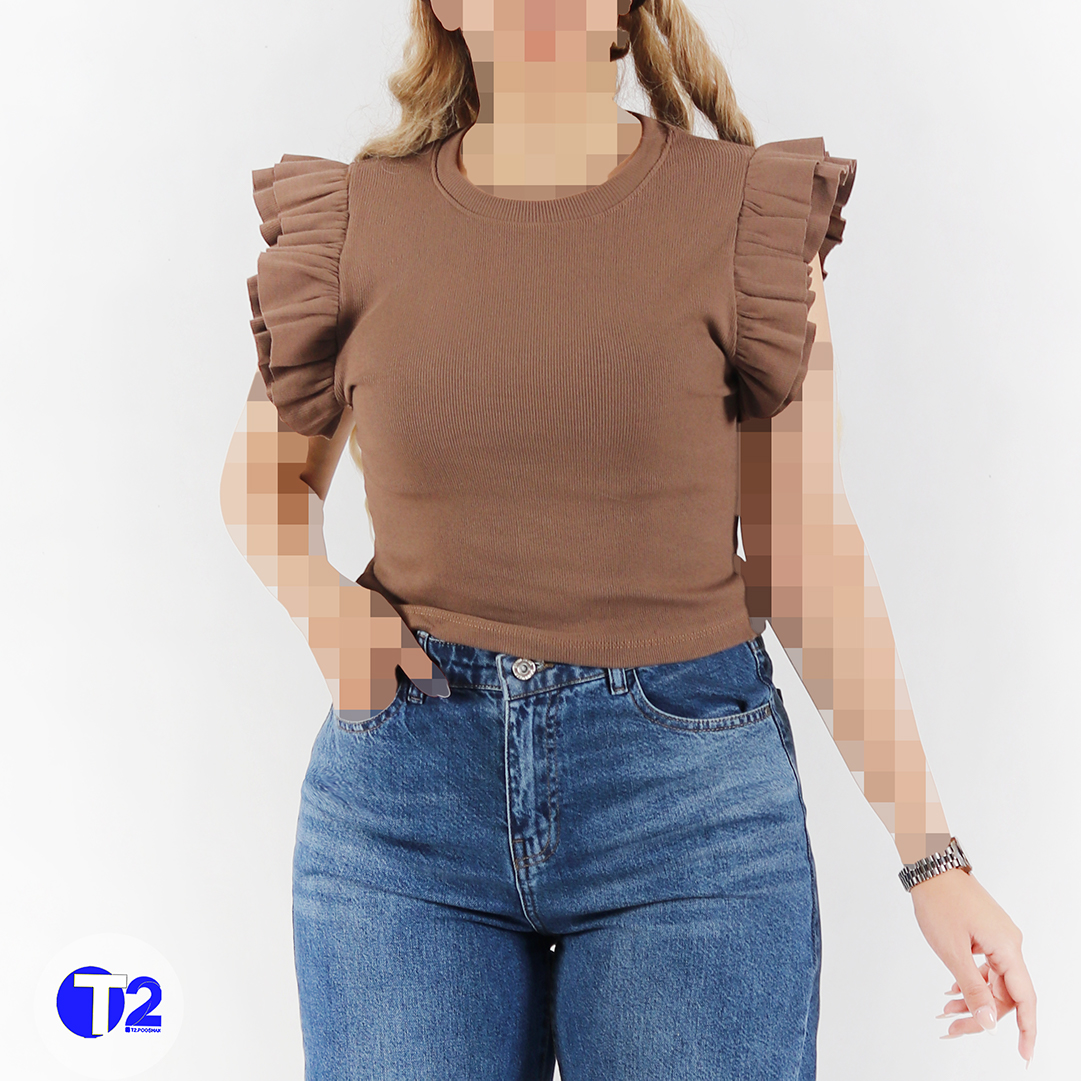 کراپ تاپ استین پروانه ای (3464)