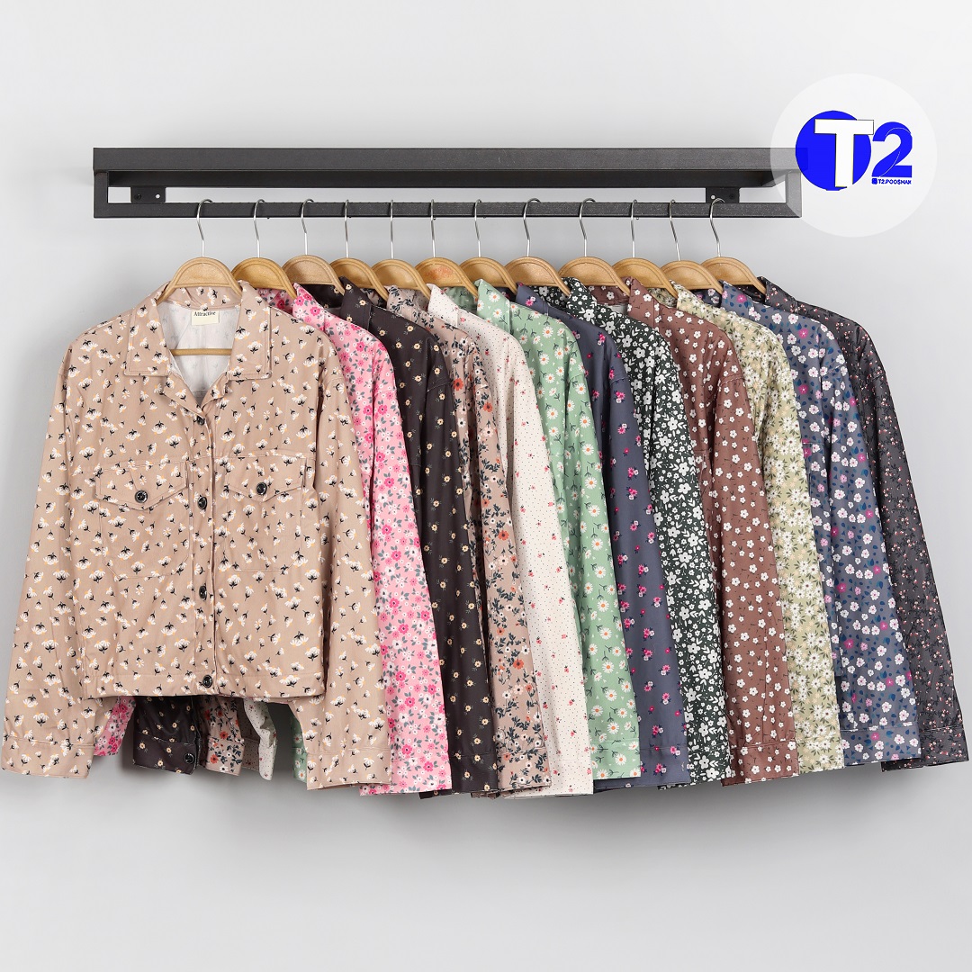 بامبرجکت 4جیب مخمل کبریتی گلدار (3288)