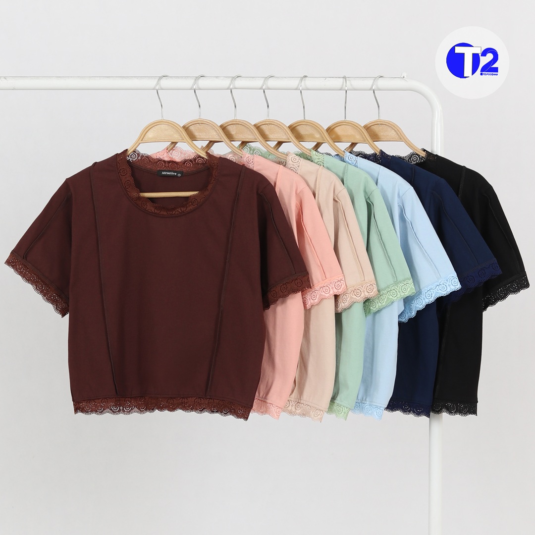 تیشرت کراپ  باکسی گیپوری ساده (3126)