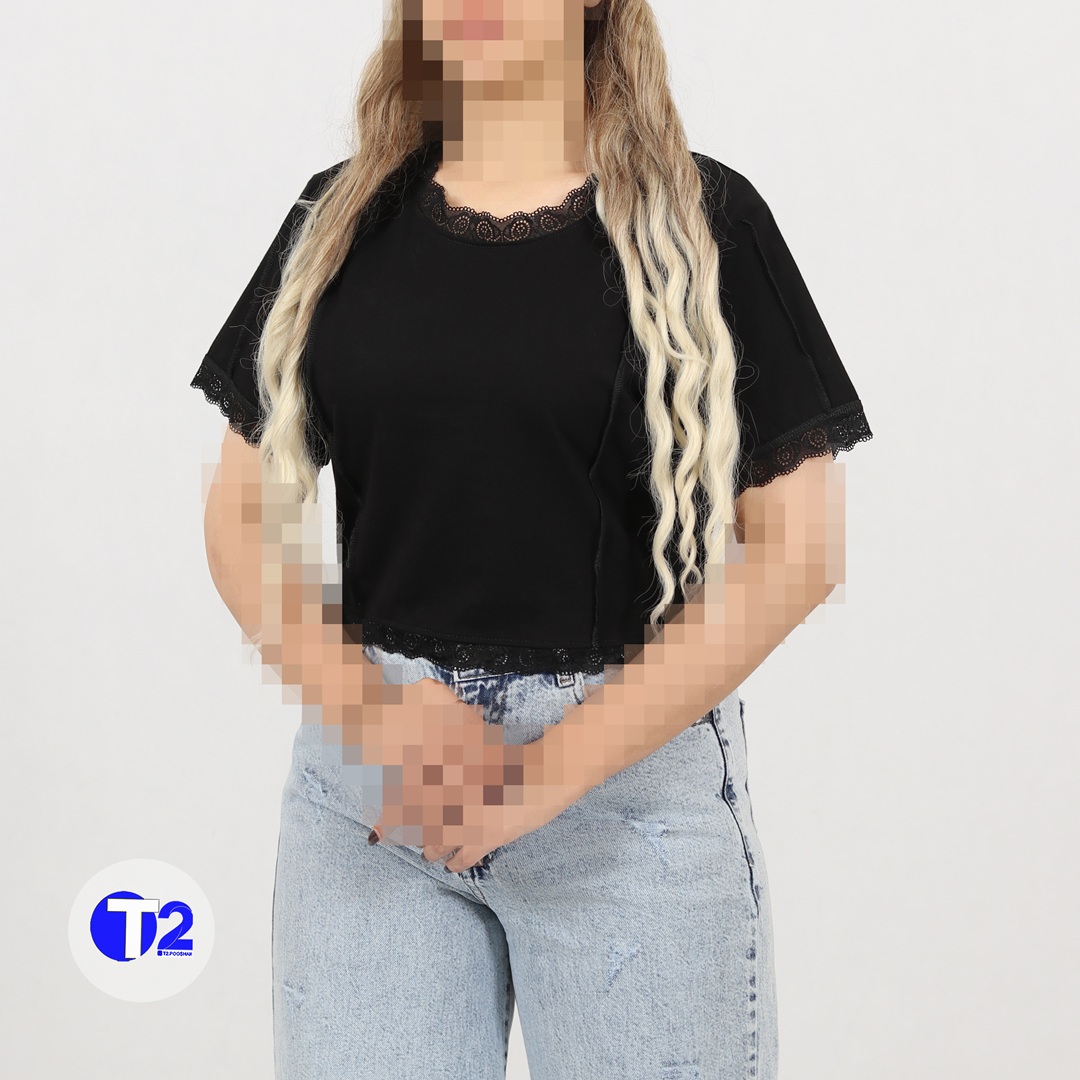 تیشرت کراپ  باکسی گیپوری ساده (3126)