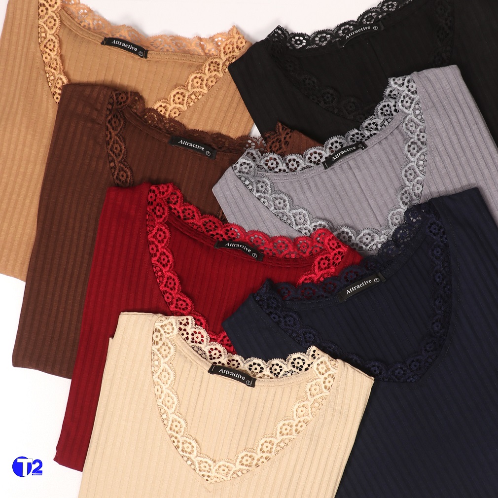 تیشرت کرکره درشت یقه گیپوری (2793)
