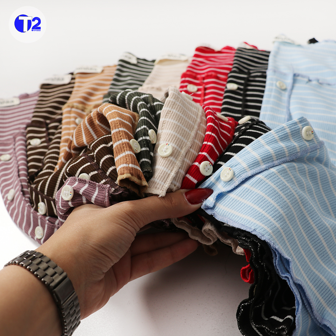 تیشرت کراپ رینگی ژورخورده برشکا پک 5 عددی-یک رنگ تکرار(3501)