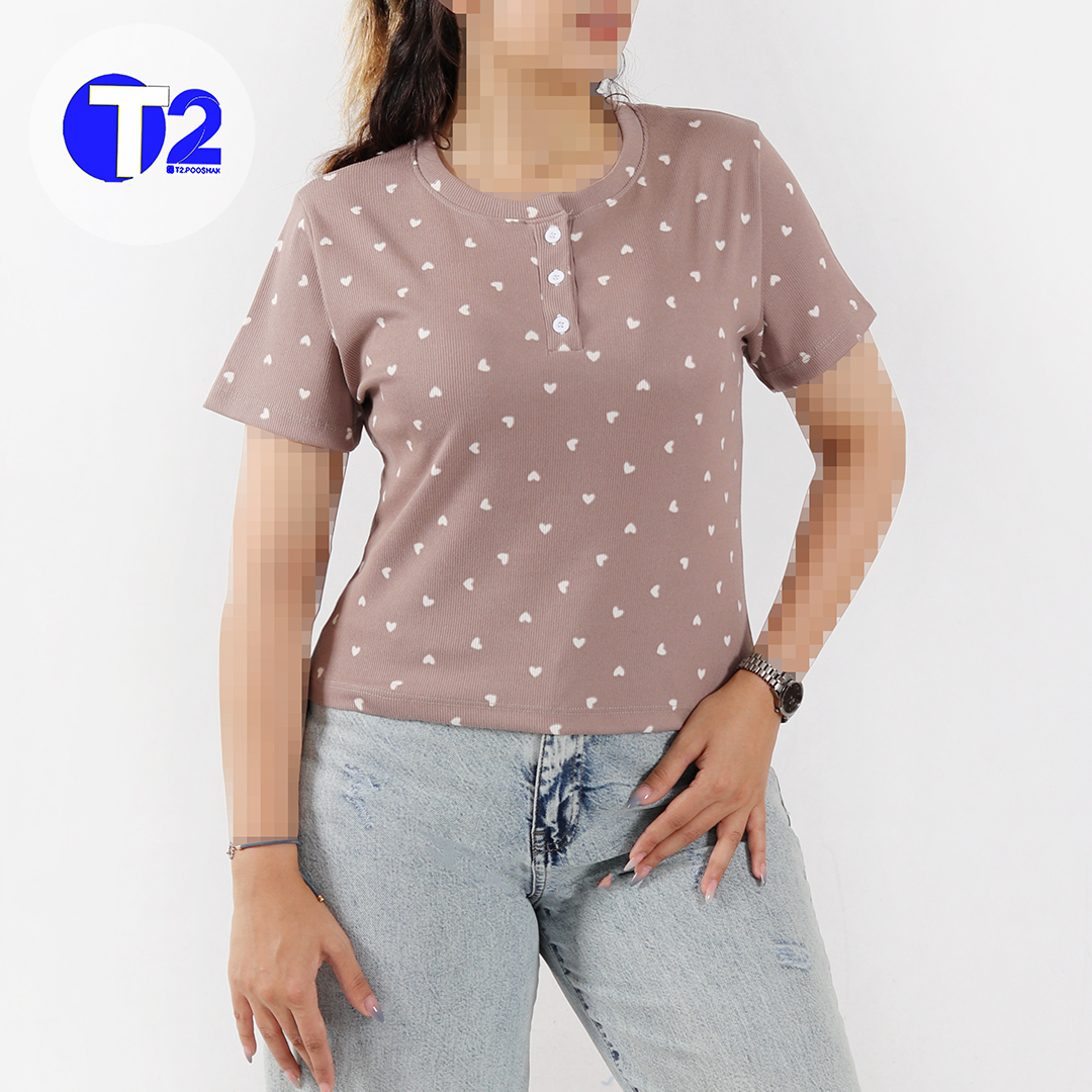 تیشرت ریپس دکمه دار (3590)