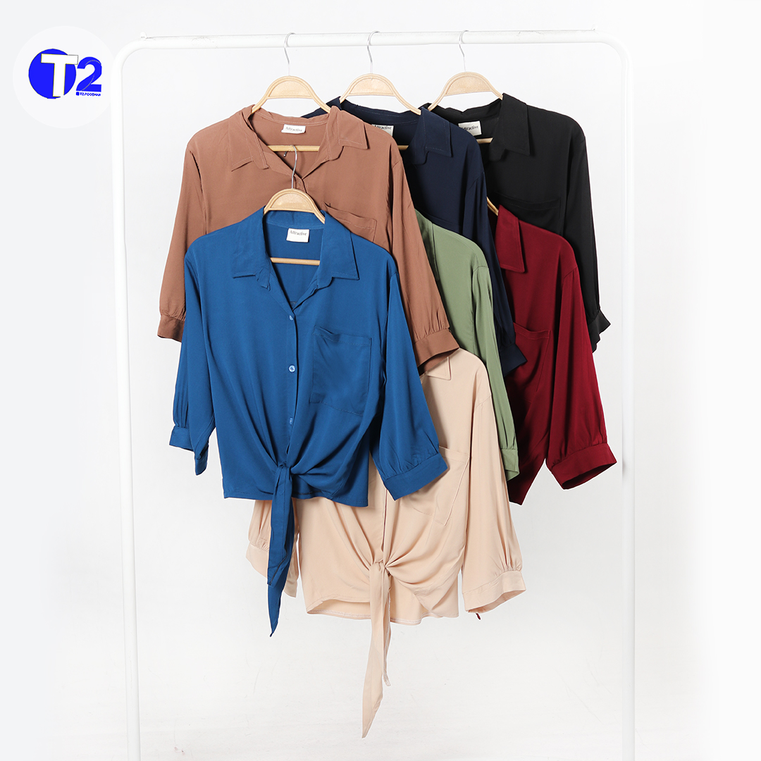 شومیز نخی پایین گره ساده پارچه وارداتی(3505)