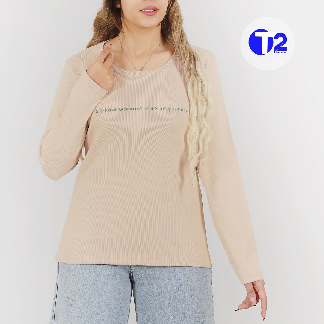 بلوز فانریپ پنبه یقه گرد چاپی یور دی (3189)