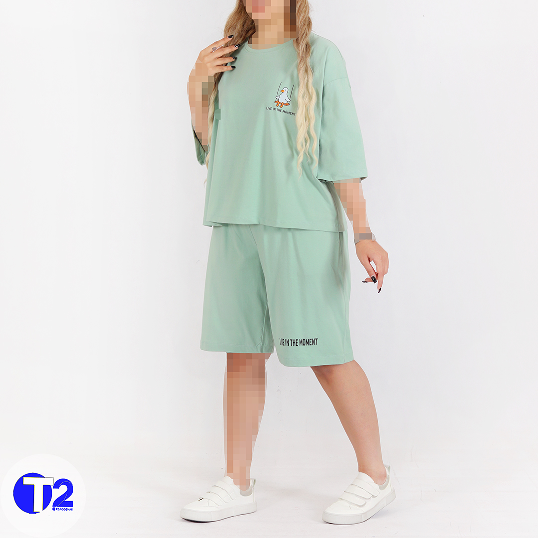 ست تیشرت فول باکسی وشلوارک اردک(3428)