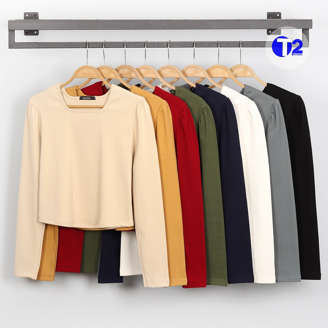 بلوز کراپ آستین پفکی سایز2 (3046)