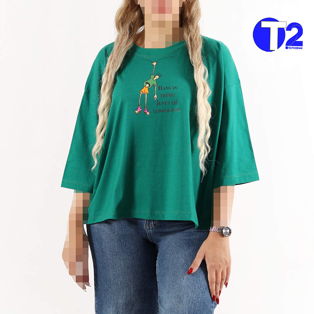 تیشرت فول باکسی آستین سه ربع هنگ (3492)