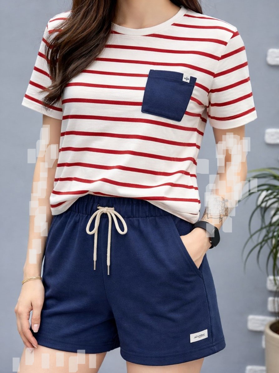 ست باکسی وشلوارک زارا ترکیبی (3337) 2 رنگ تکرار 