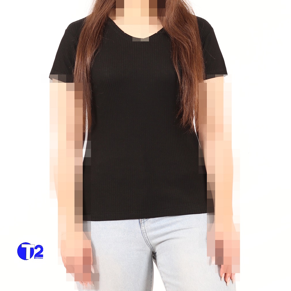 تیشرت تک مشکی کرکره  یقه هفت (3007)