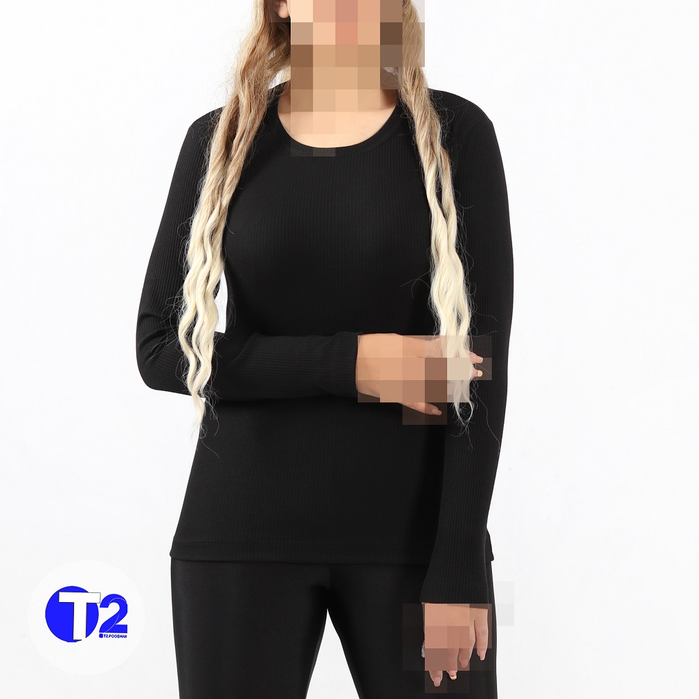 بلوز بیگ سایزبرشکا  گرم بالا تک مشکی ساده(3241)