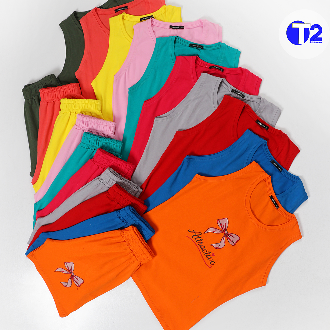 ست تاپ و شورتک پنبه لاکرا پاپیون اترکتیو (3529)