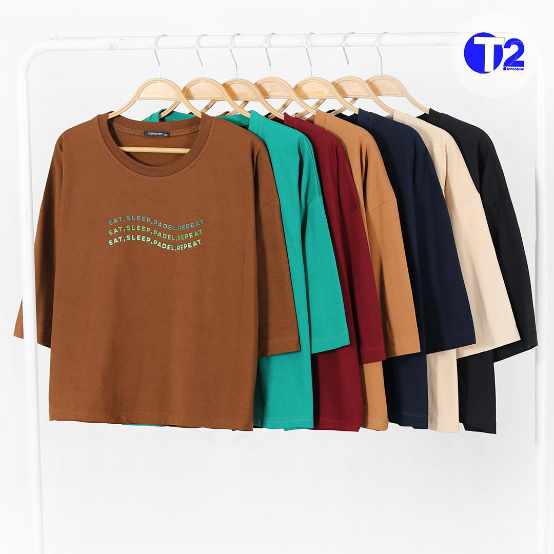 تیشرت فول باکسی  آستین سه ربع پادل(3491)