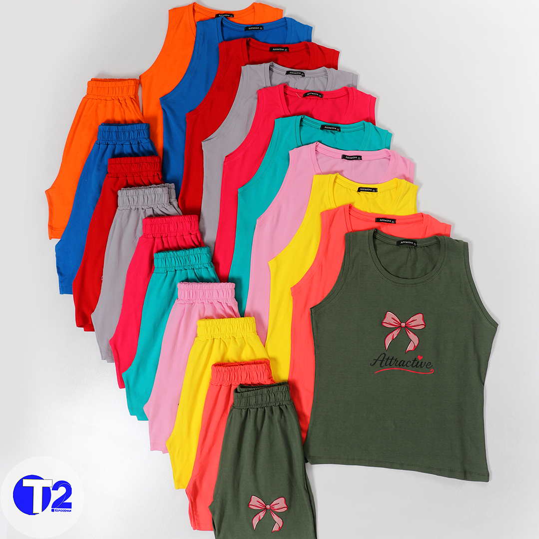 ست تاپ و شورتک پنبه لاکرا پاپیون اترکتیو (3529)
