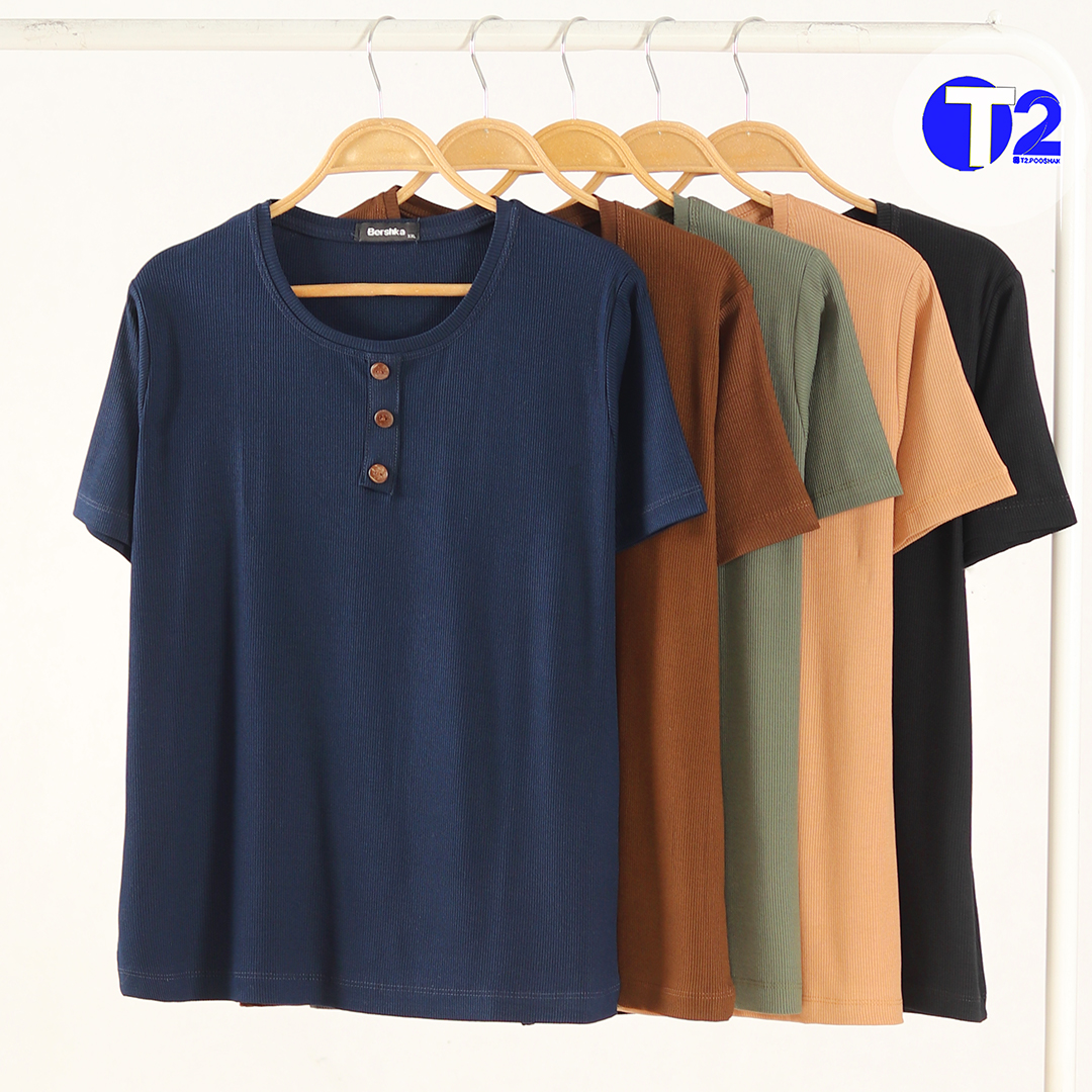 تیشرت جلودکمه بیگ سایز 5رنگ اصلی (3393)