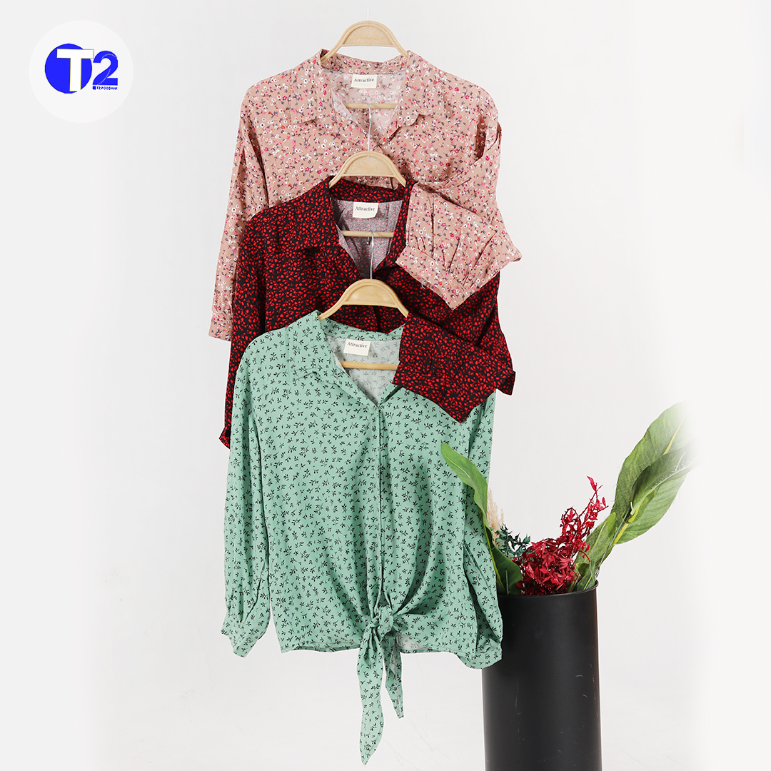 شومیز گره ای گل ریز وارداتی (3518)