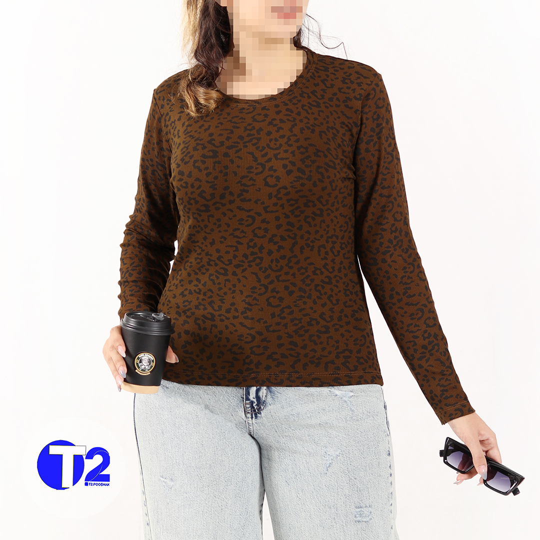 بلوز پلنگی برشکا آستین بلند(3596)
