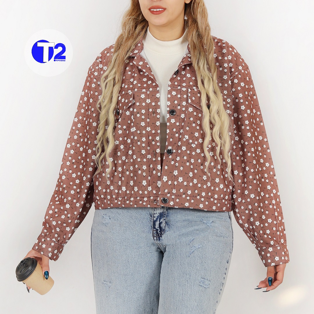 بامبرجکت 4جیب مخمل کبریتی گلدار (3288)