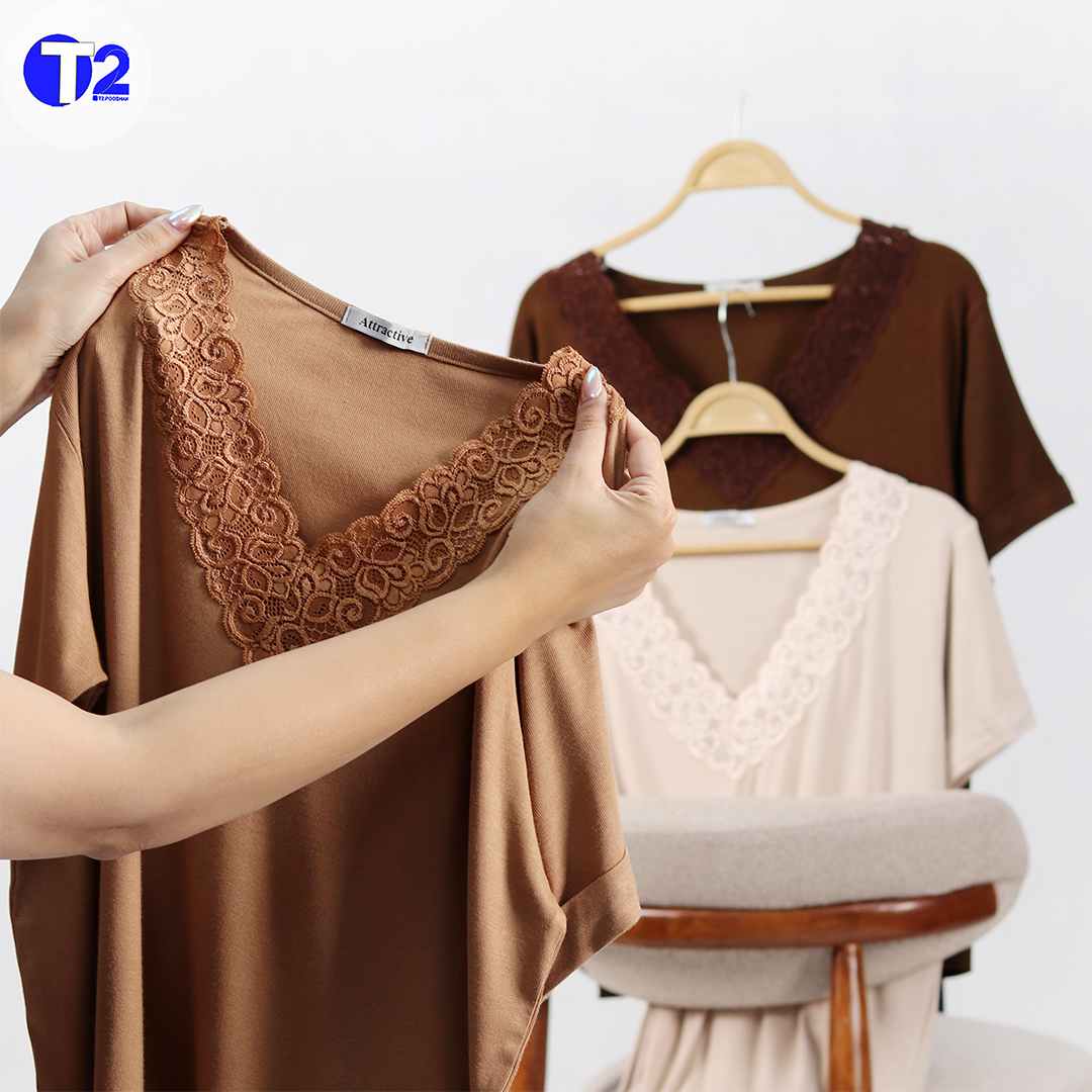 تیشرت گیپوری قواره دار لارین (3495)