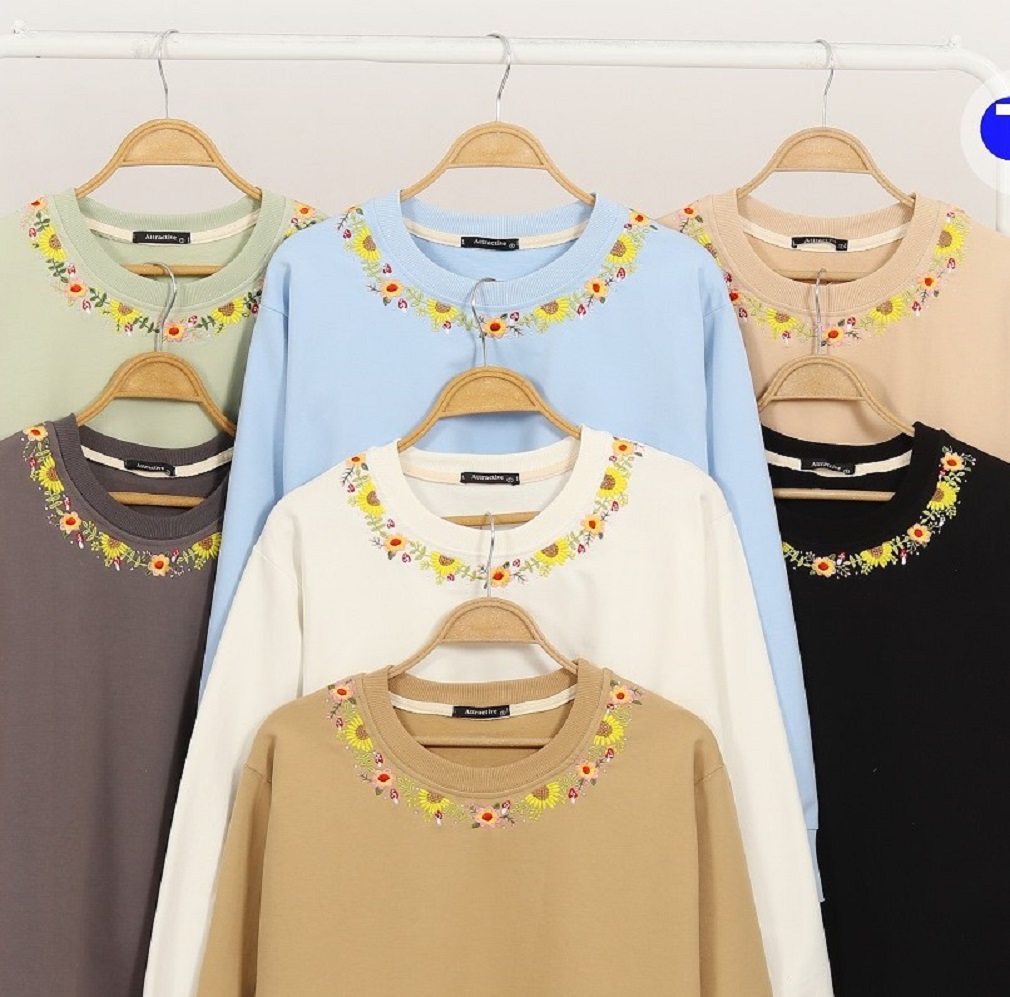 بلوز دورس دونخ پنبه دور یقه  گلدوزی  (3097)