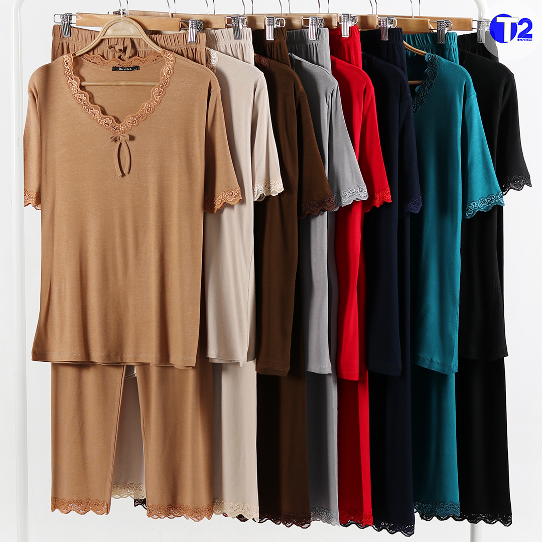 ست تیشرت وشلوارقواره دار پاپایا گیپوری (3489)