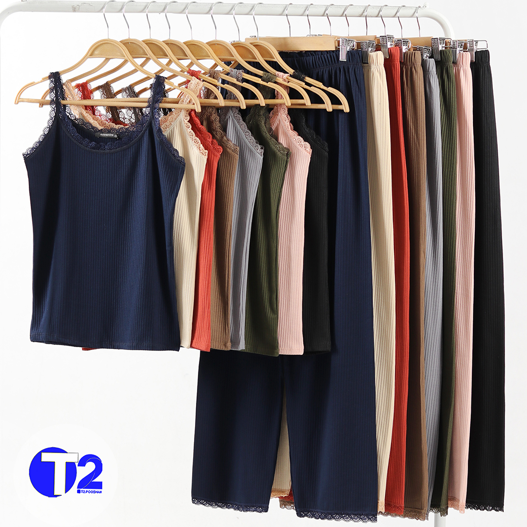 ست تاپ و شلوار گیپوری کرکره 8 رنگ-دو رنگ تکرار(3573)