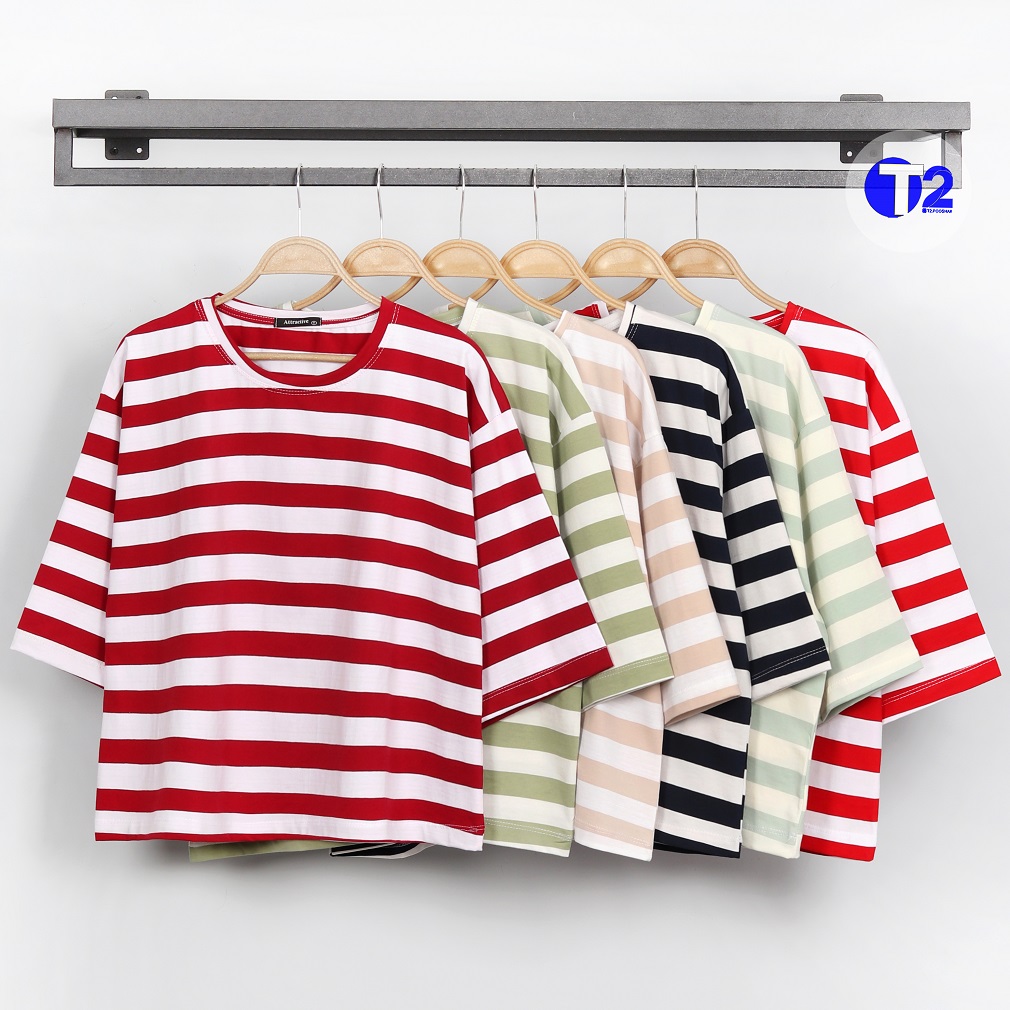 تیشرت فول باکسی سوپرلش راه راه(3098)