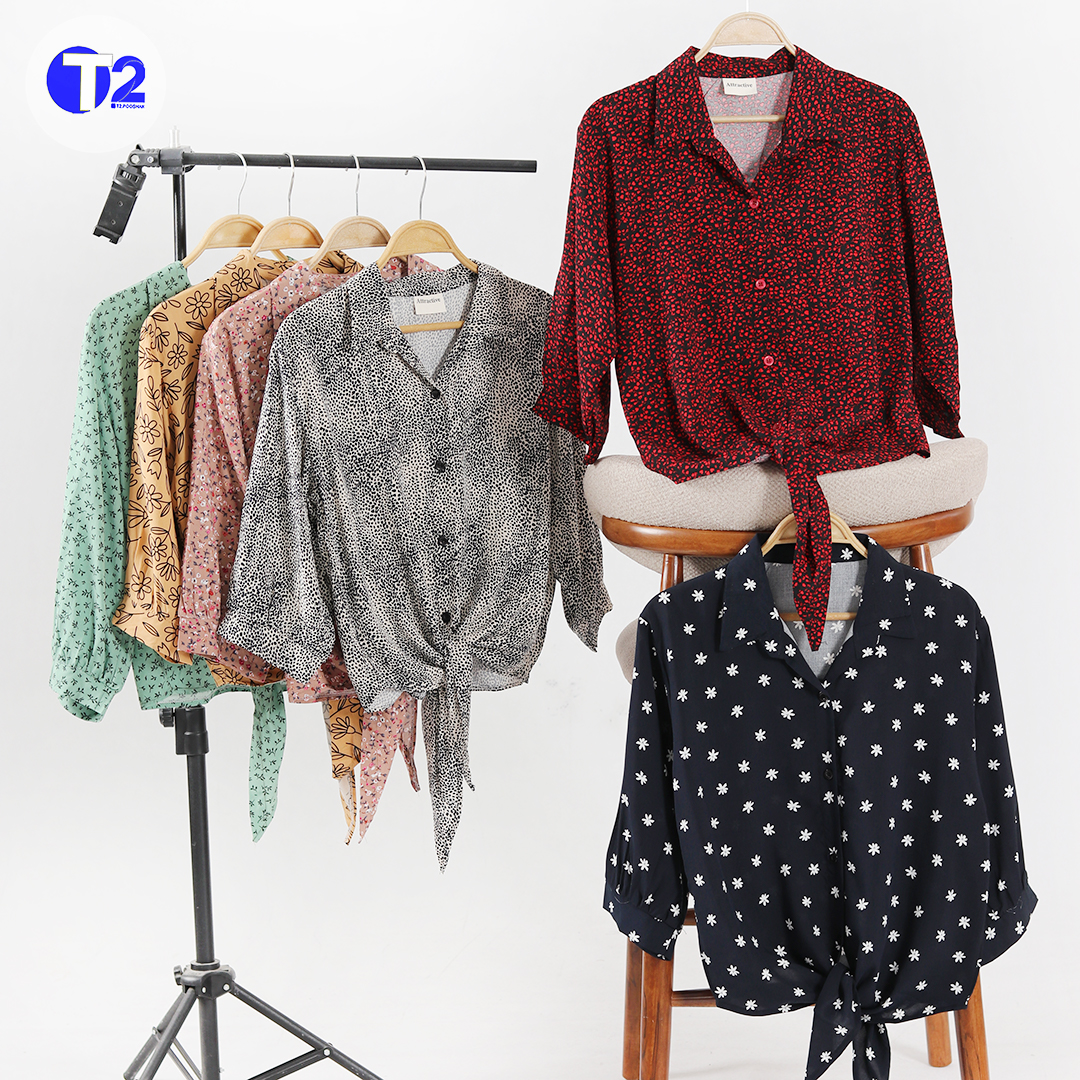 شومیز گره ای گل ریز وارداتی (3518)