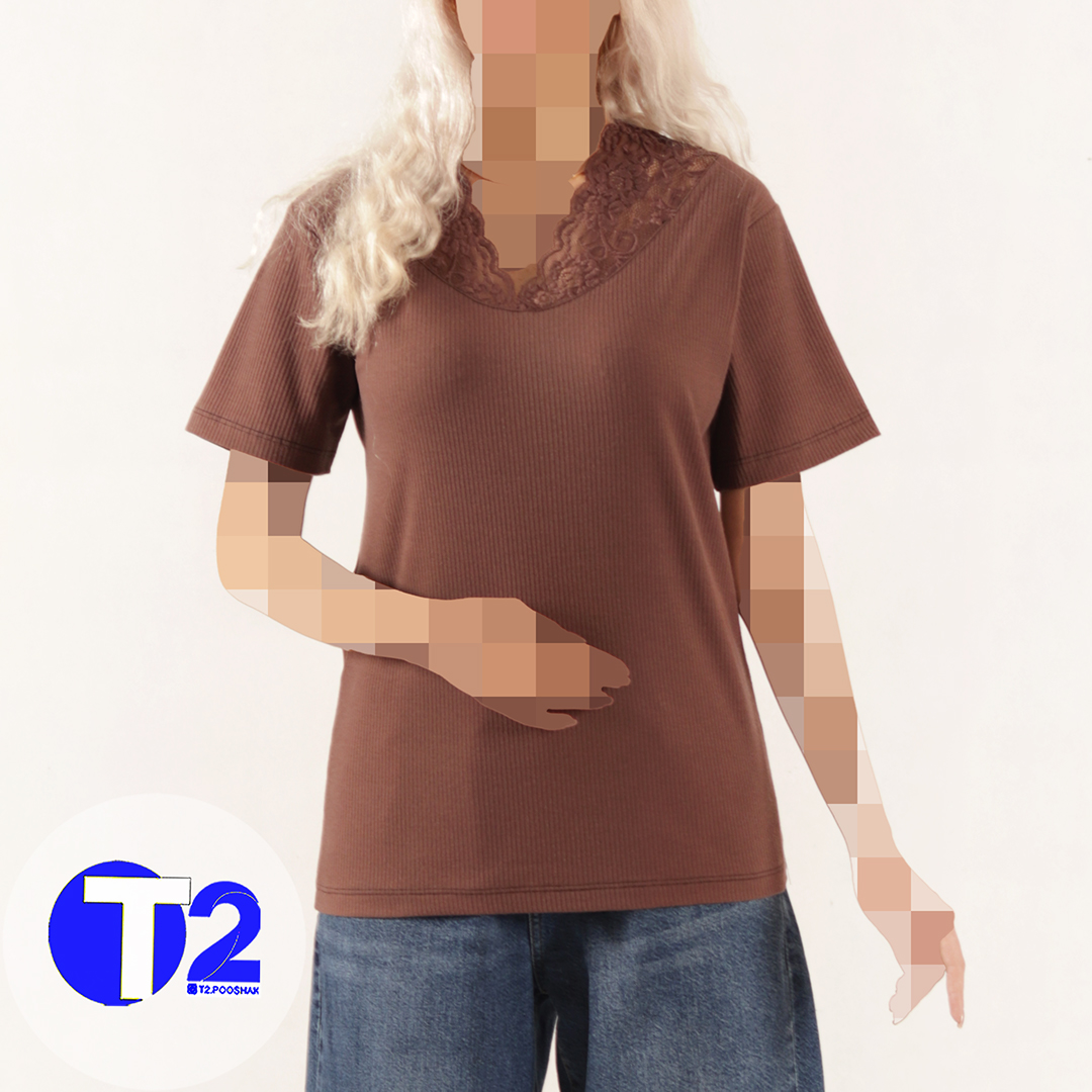 تیشرت یقه هفت گیپوری کرکره (3356)