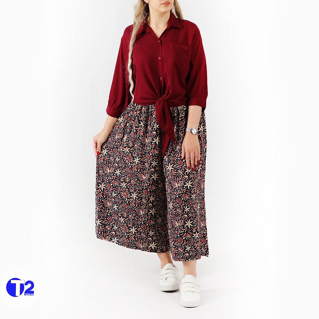شومیز نخی پایین گره ساده پارچه وارداتی(3505)