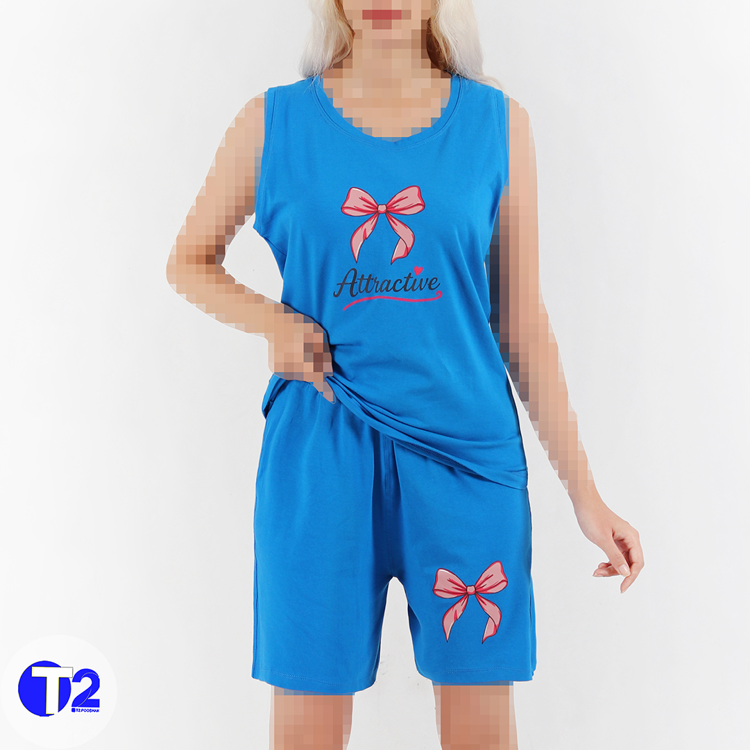 ست تاپ و شورتک پنبه لاکرا پاپیون اترکتیو (3529)