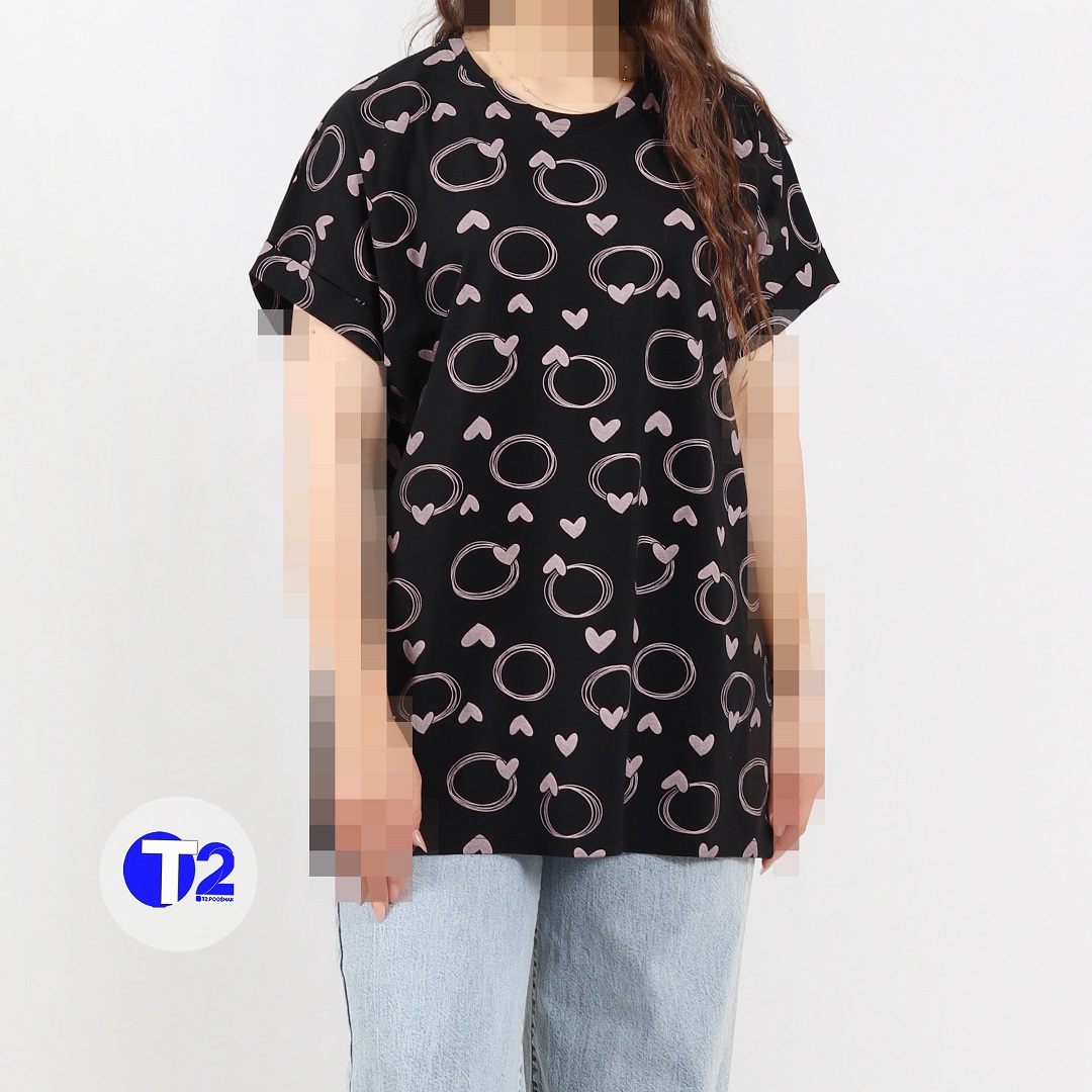 تیشرت بیگ سایز آستین پاکتی میکس گلدار(3107)